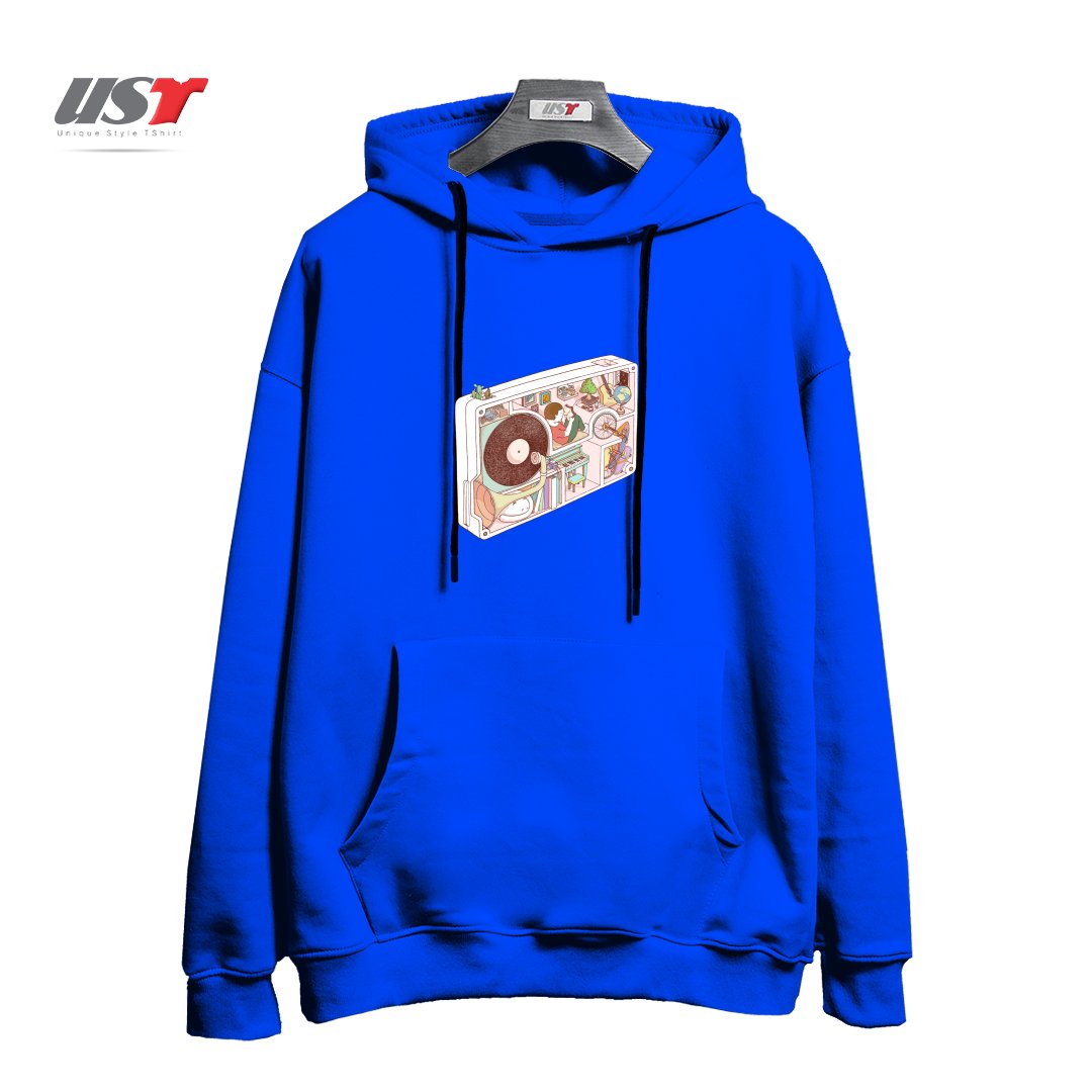 طرح INSIDE ANALOG2 هودی اورسایزرنگ آبی شالی