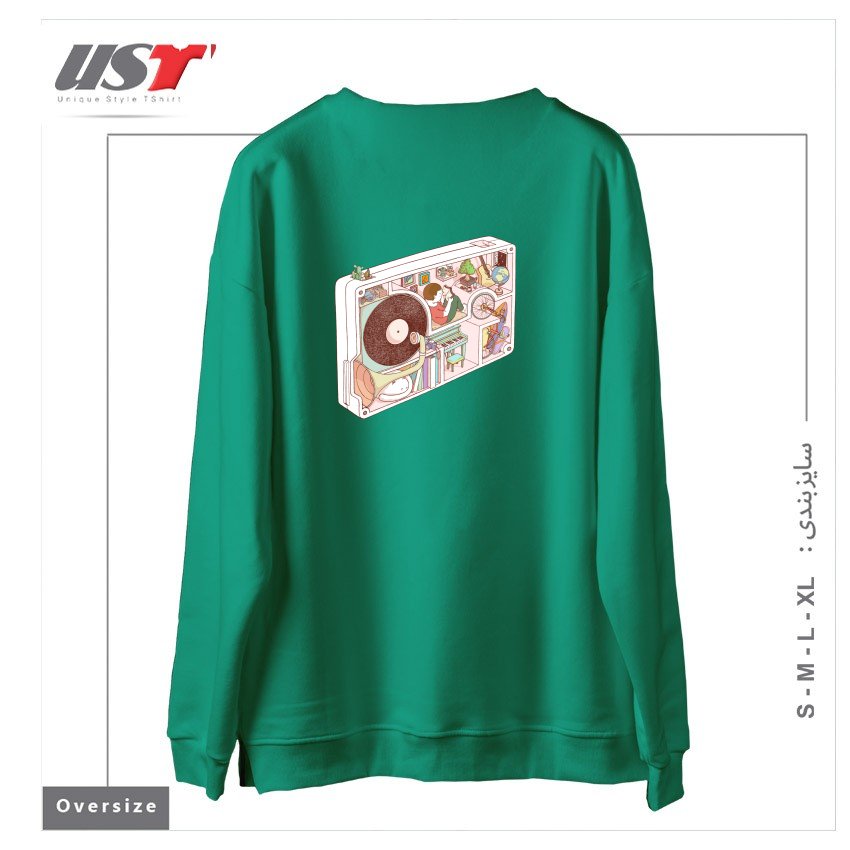 طرح INSIDE ANALOG2 سوییشرت اورسایزرنگ سبز سدری