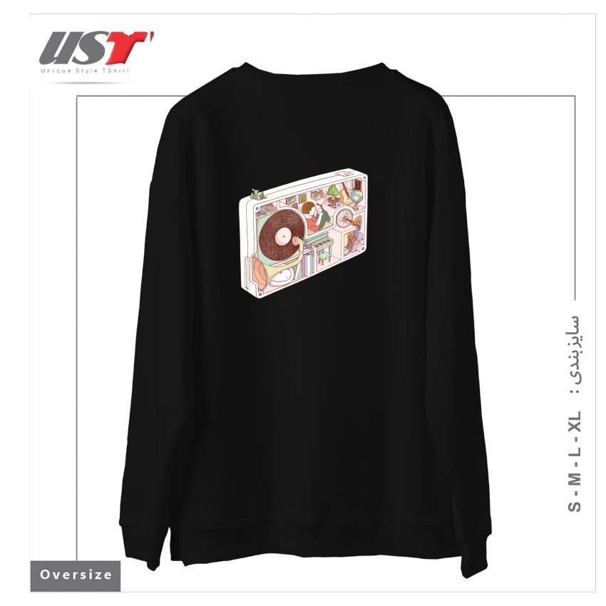 طرح INSIDE ANALOG2 سوییشرت اورسایزرنگ مشکی