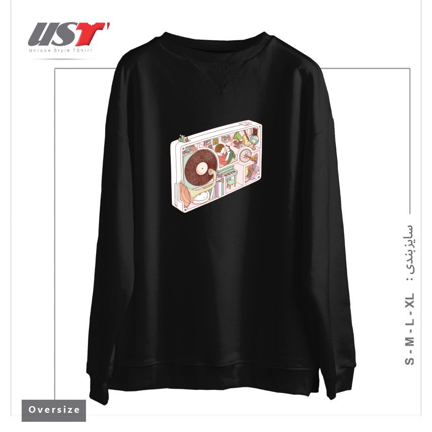 طرح INSIDE ANALOG2 سوییشرت اورسایزرنگ مشکی