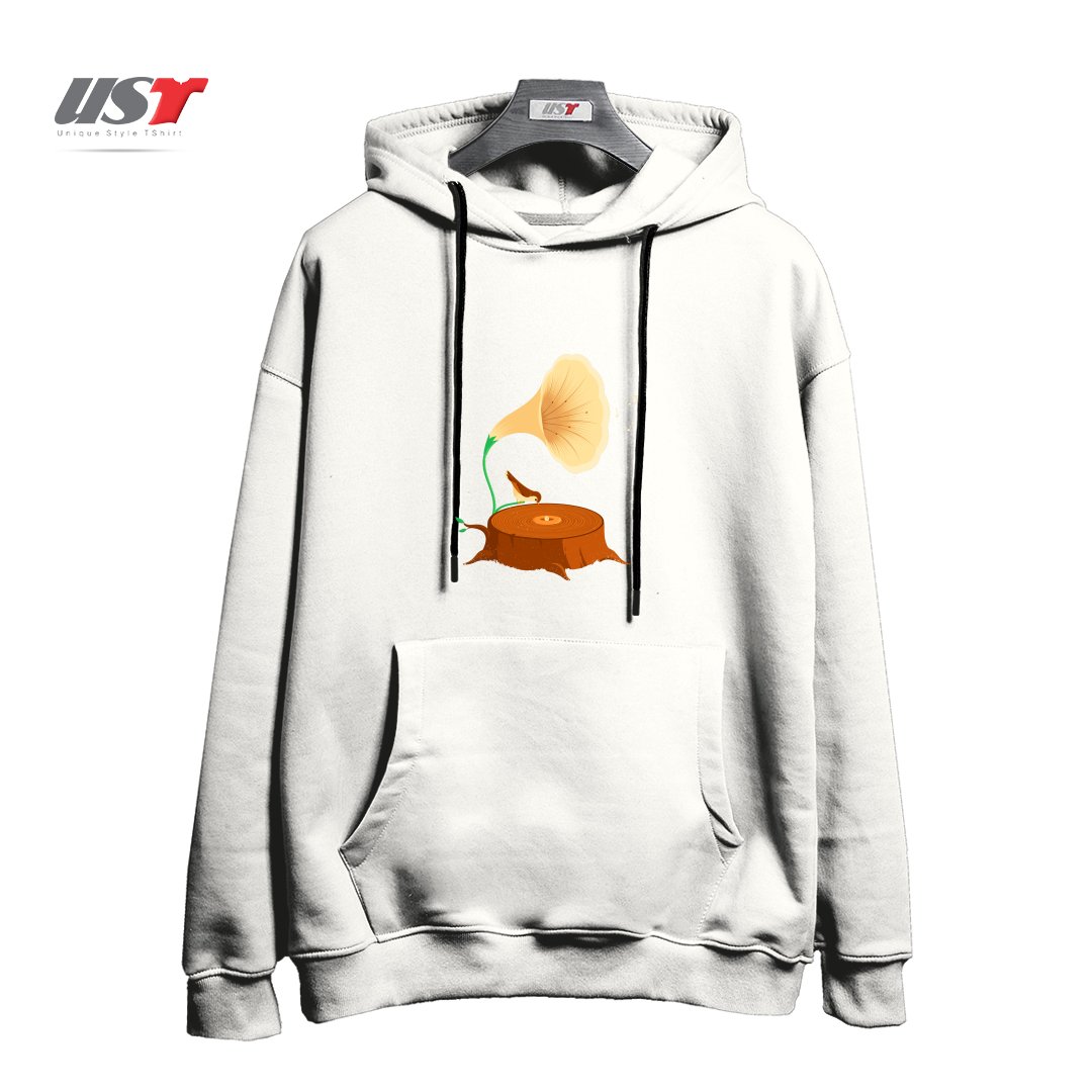 طرح LISTEN TO MOTHER NATURE هودی اورسایزرنگ سفید