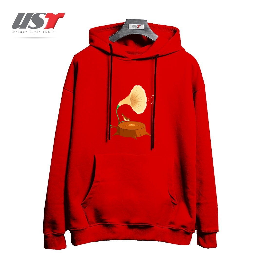 طرح LISTEN TO MOTHER NATURE هودی اورسایزرنگ قرمز