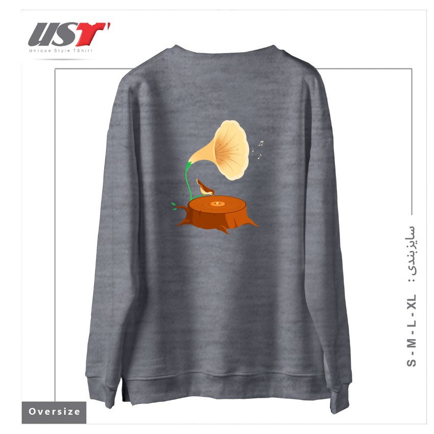 طرح LISTEN TO MOTHER NATURE سوییشرت اورسایزرنگ طوسی ملانژ