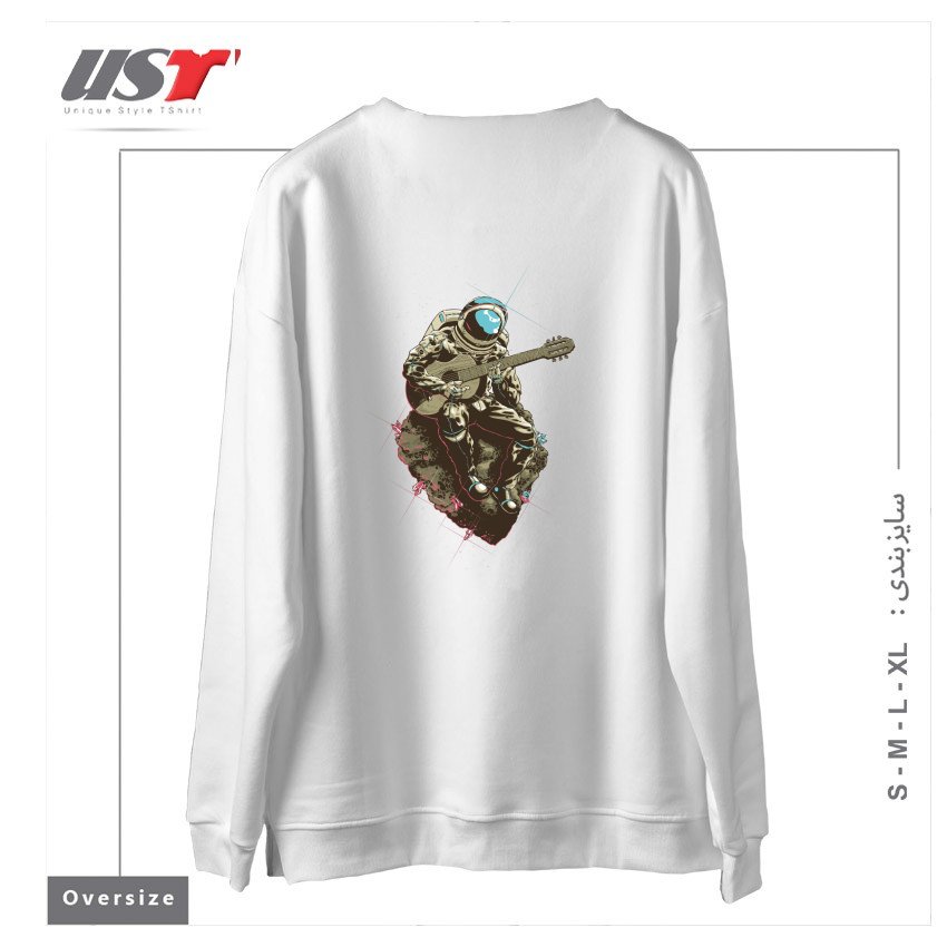 طرح LONELY MAN سوییشرت اورسایزرنگ سفید