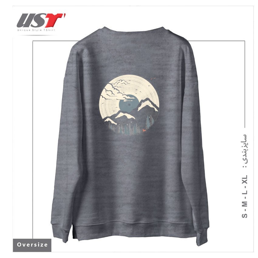 طرح MTN LP... (BLUE VARIANT) سوییشرت اورسایزرنگ طوسی ملانژ