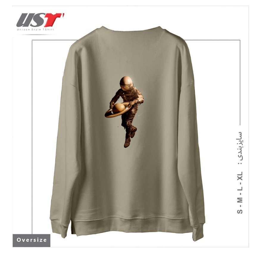 طرح SATURNTABLE سوییشرت اورسایزرنگ نخودی