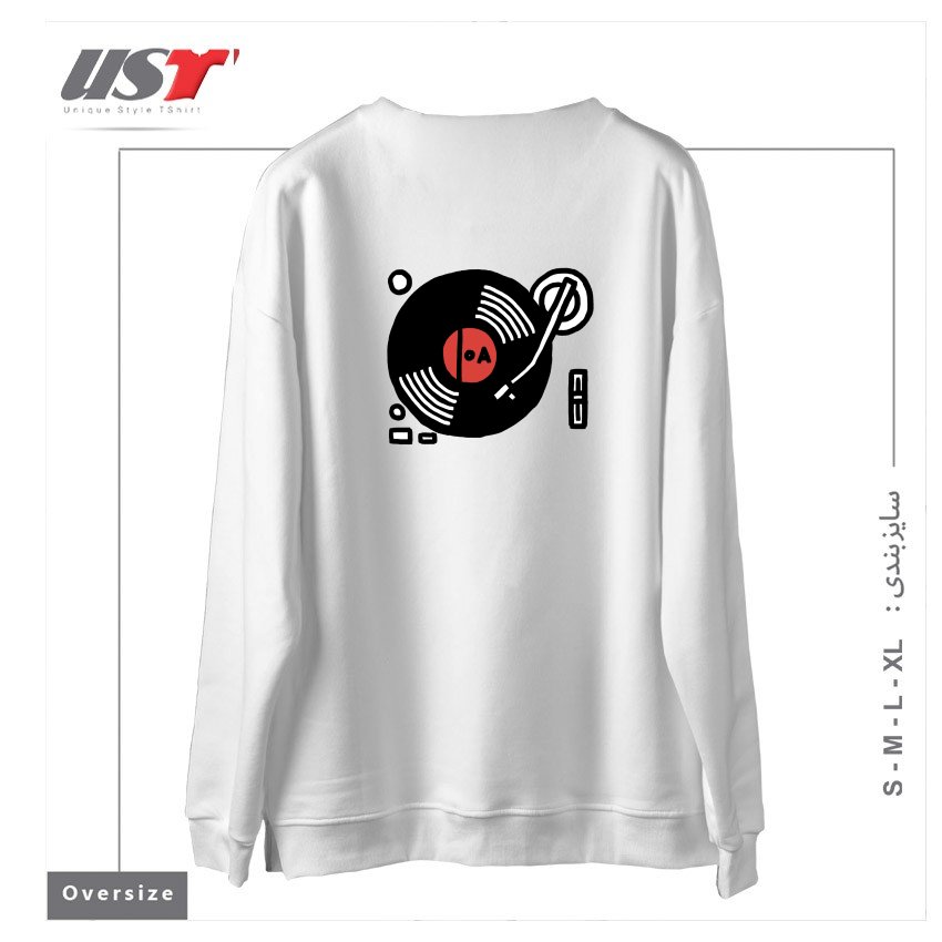 طرح SCRATCH MY BACK سوییشرت اورسایزرنگ سفید