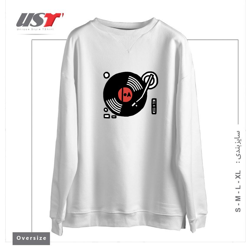 طرح SCRATCH MY BACK سوییشرت اورسایزرنگ سفید