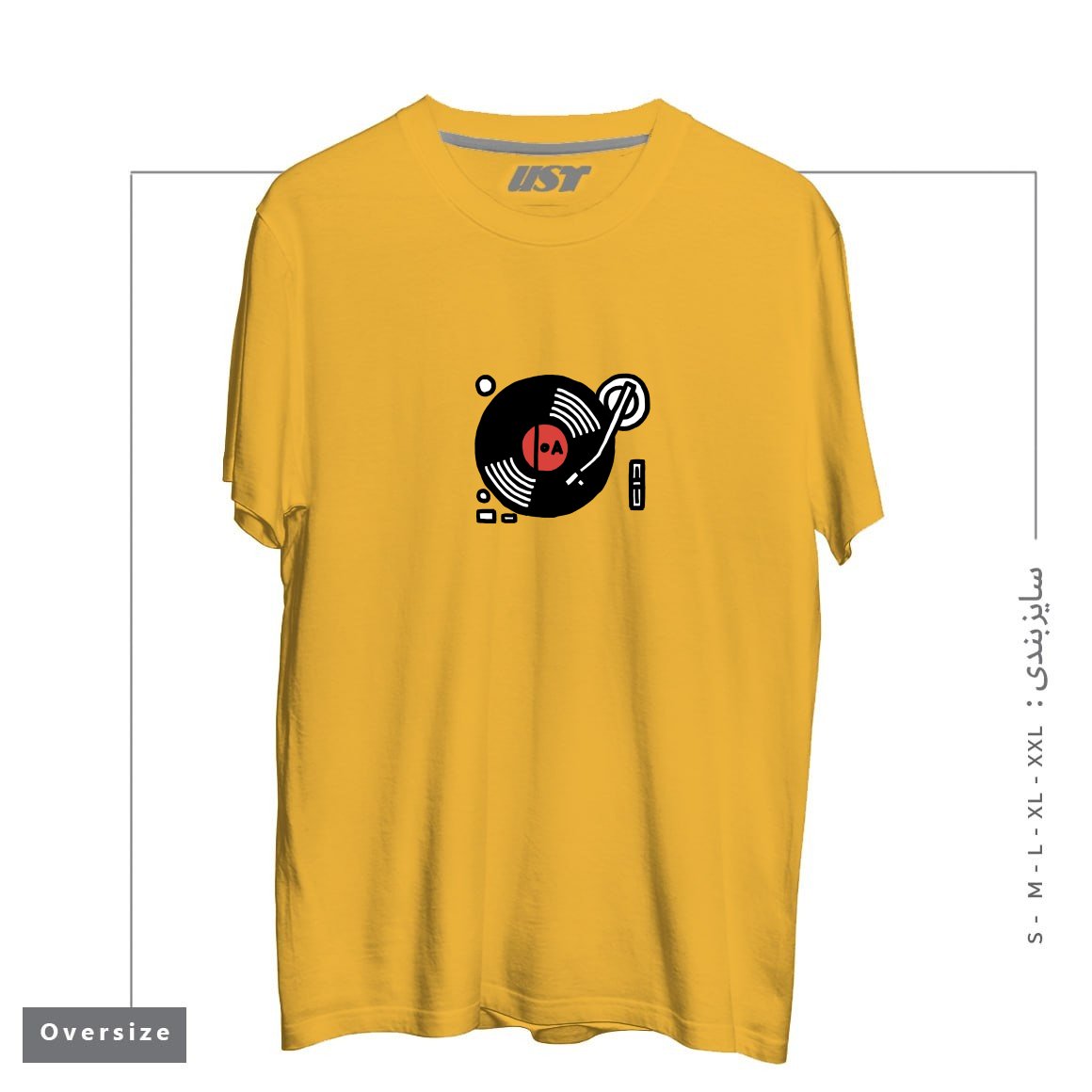 طرح SCRATCH MY BACK تیشرت اورسایزرنگ خردلی