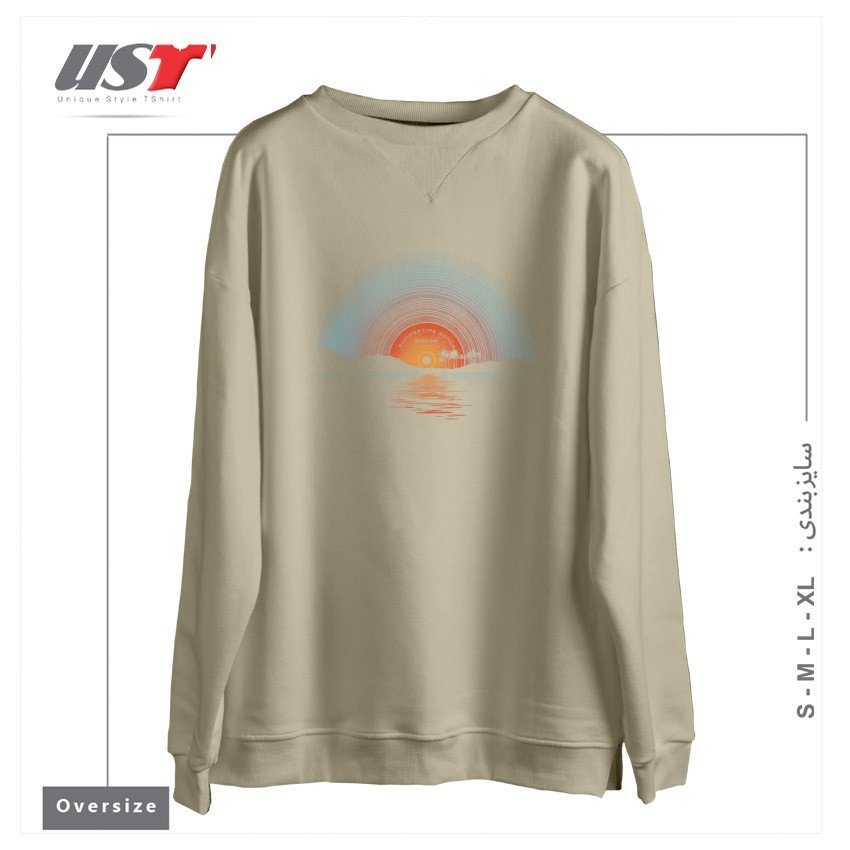 طرح SOUND OF SUMMER سوییشرت اورسایزرنگ نخودی