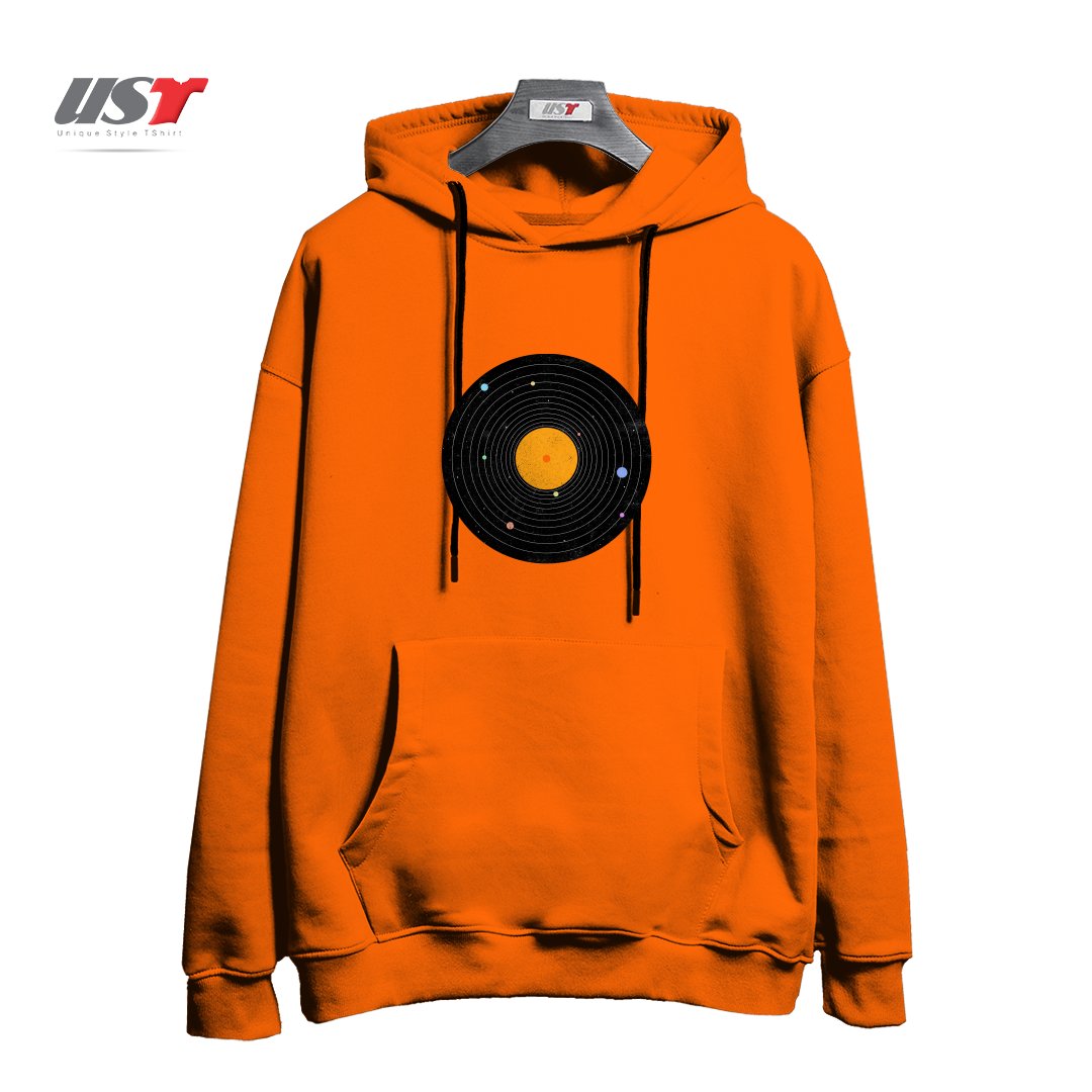 طرح SPACE SOUNDS هودی اورسایزرنگ نارنجی