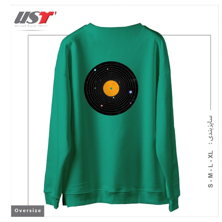 طرح SPACE SOUNDS سوییشرت اورسایزرنگ سبز سدری