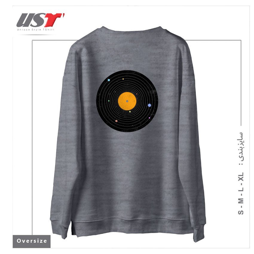 طرح SPACE SOUNDS سوییشرت اورسایزرنگ طوسی ملانژ