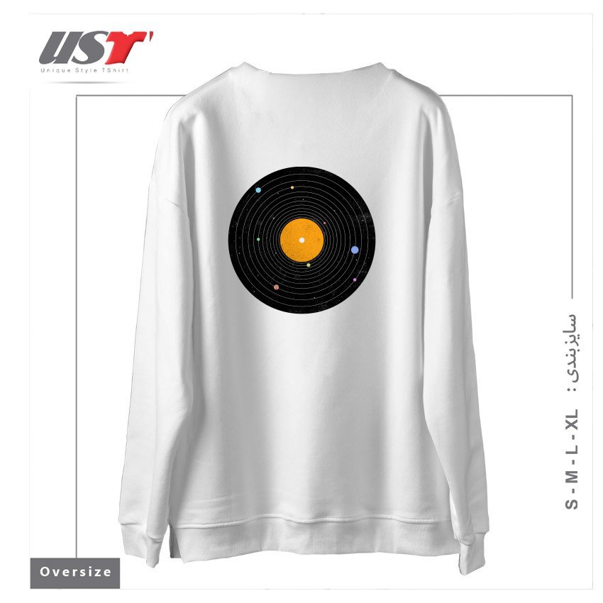 طرح SPACE SOUNDS سوییشرت اورسایزرنگ سفید