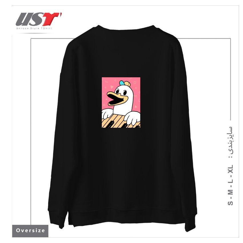طرح SYNTH DUCK سوییشرت اورسایزرنگ مشکی