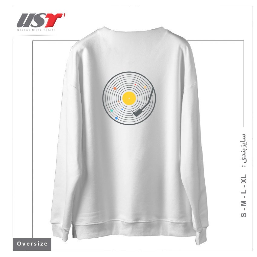 طرح THE VINYL SYSTEM (COLOUR) سوییشرت اورسایزرنگ سفید