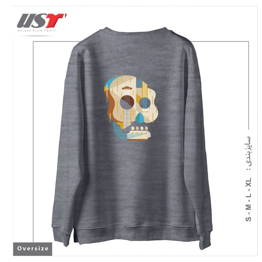 طرح THE VINYL SYSTEM (COLOUR)1 سوییشرت اورسایزرنگ طوسی ملانژ