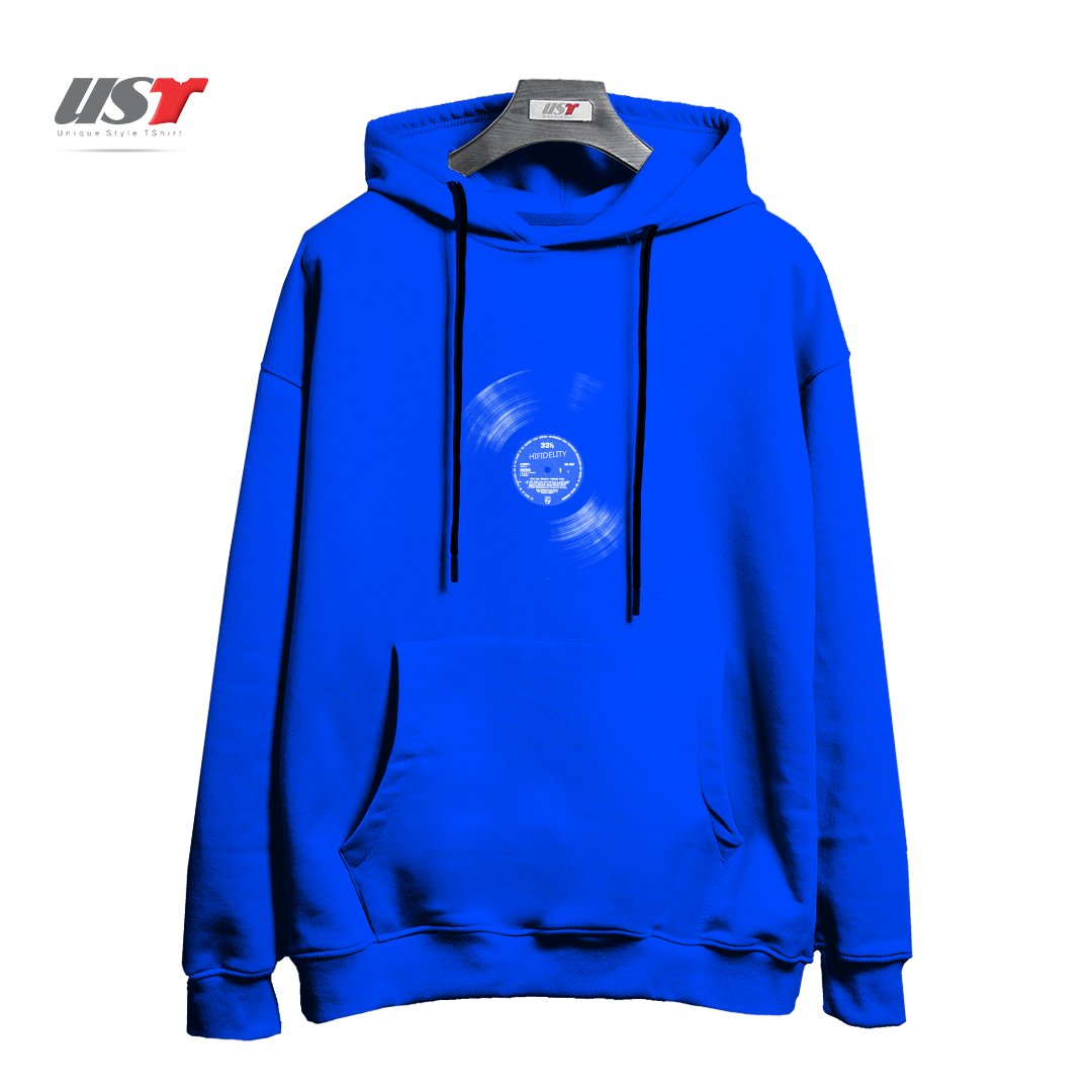 طرح VINYL هودی اورسایزرنگ آبی شالی