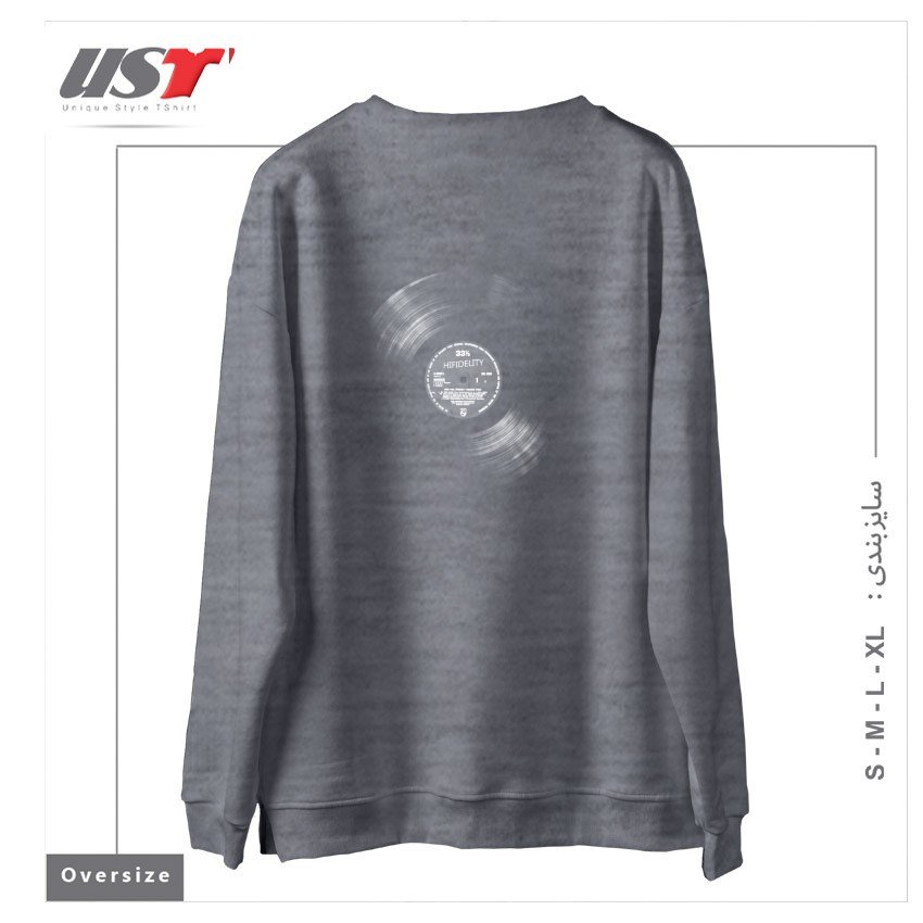 طرح VINYL سوییشرت اورسایزرنگ طوسی ملانژ