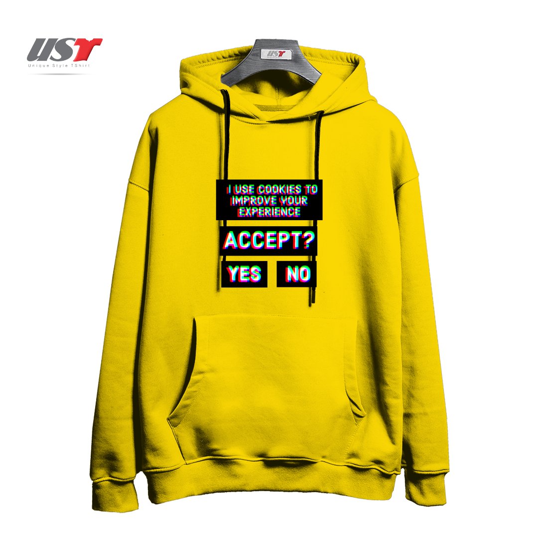 طرح ACCEPT COOKIES هودی اورسایزرنگ زرد