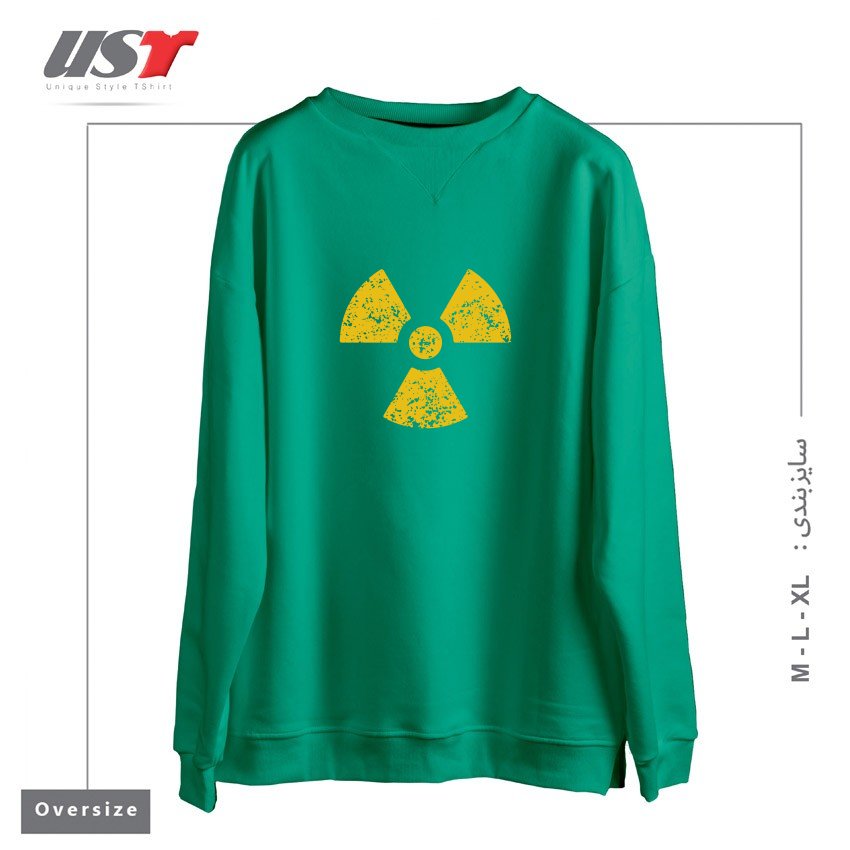طرح AWESOME RADIOACTIVE SYMBOL سوییشرت اورسایزرنگ سبز سدری