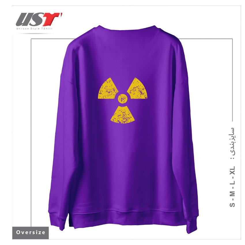 طرح AWESOME RADIOACTIVE SYMBOL سوییشرت اورسایزرنگ بنفش