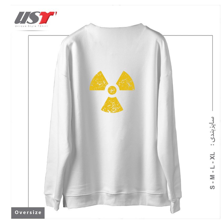 طرح AWESOME RADIOACTIVE SYMBOL سوییشرت اورسایزرنگ سفید