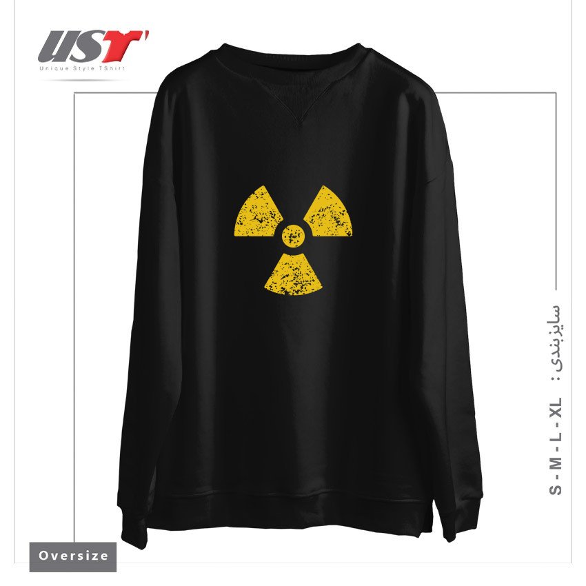 طرح AWESOME RADIOACTIVE SYMBOL سوییشرت اورسایزرنگ مشکی