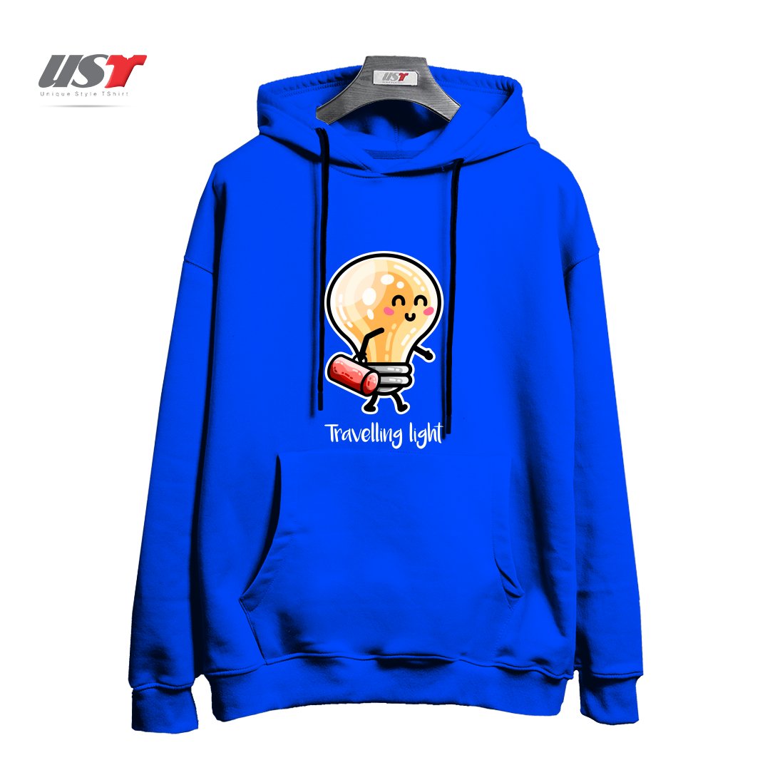 طرح KAWAII CUTE TRAVELLING LIGHT PUN هودی اورسایزرنگ آبی شالی