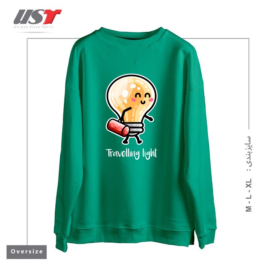 سوییشرت اورسایز طرح KAWAII CUTE TRAVELLING LIGHT PUN