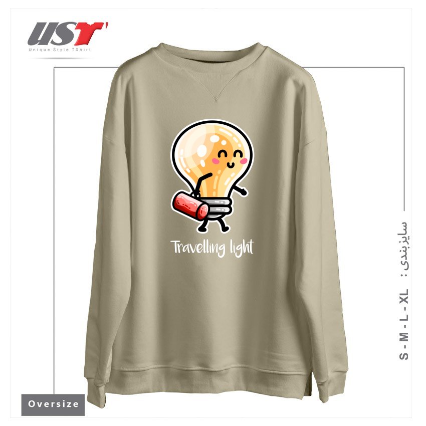 سوییشرت اورسایز طرح KAWAII CUTE TRAVELLING LIGHT PUN
