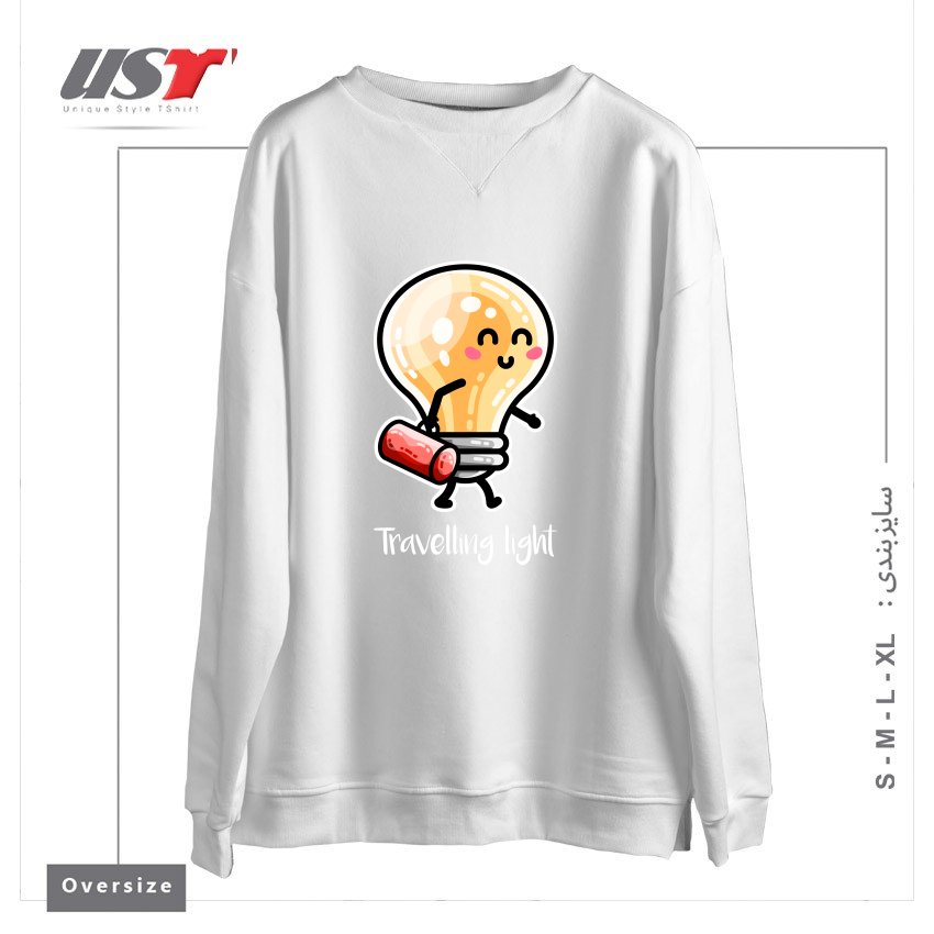 سوییشرت اورسایز طرح KAWAII CUTE TRAVELLING LIGHT PUN