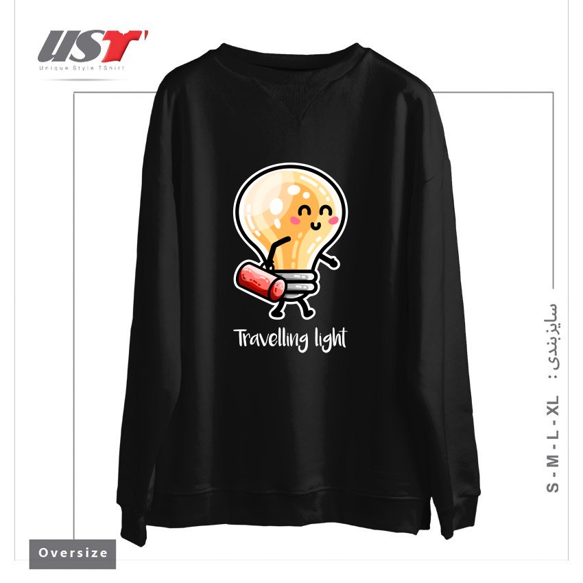 سوییشرت اورسایز طرح KAWAII CUTE TRAVELLING LIGHT PUN