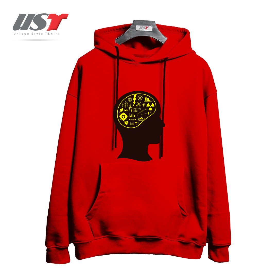 طرح ENGINEERING MIND هودی اورسایزرنگ قرمز
