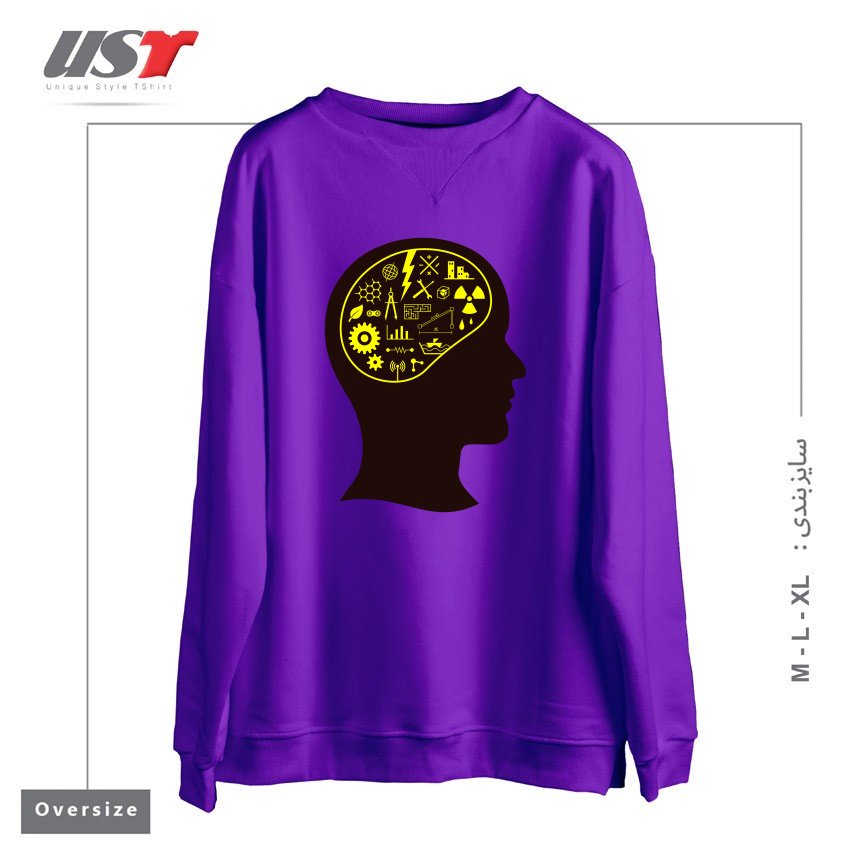 طرح ENGINEERING MIND سوییشرت اورسایزرنگ بنفش