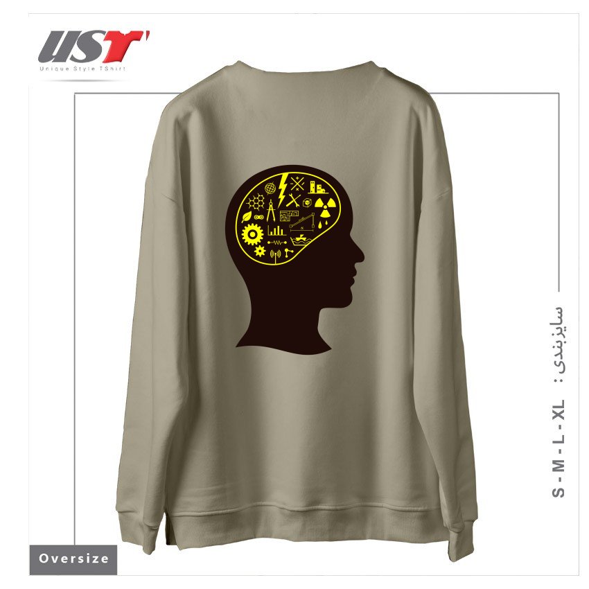 طرح ENGINEERING MIND سوییشرت اورسایزرنگ نخودی