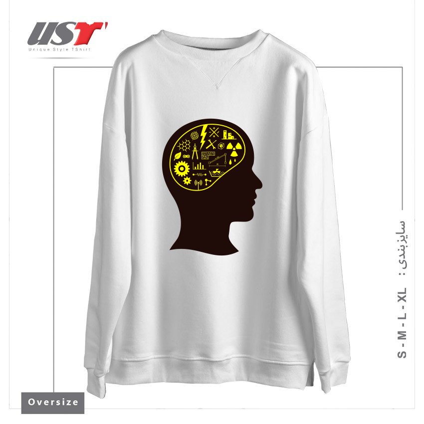طرح ENGINEERING MIND سوییشرت اورسایزرنگ سفید