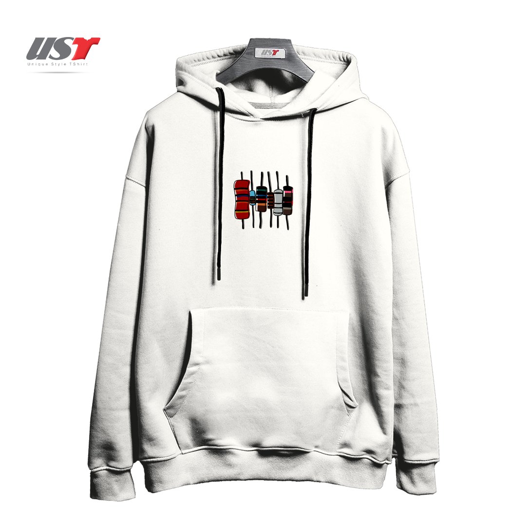 طرح RESISTORS - COLOR هودی اورسایزرنگ سفید