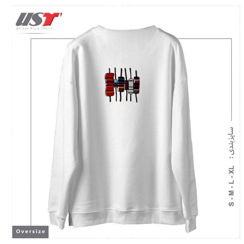 طرح RESISTORS - COLOR سوییشرت اورسایزرنگ سفید