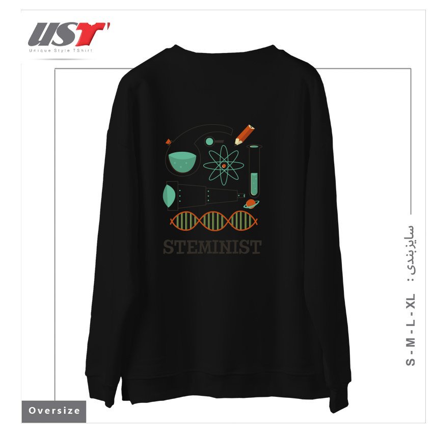 طرح STEMINIST SCIENCE RETRO TECHNOLOGY ENGINEERING MATH STEM سوییشرت اورسایزرنگ مشکی