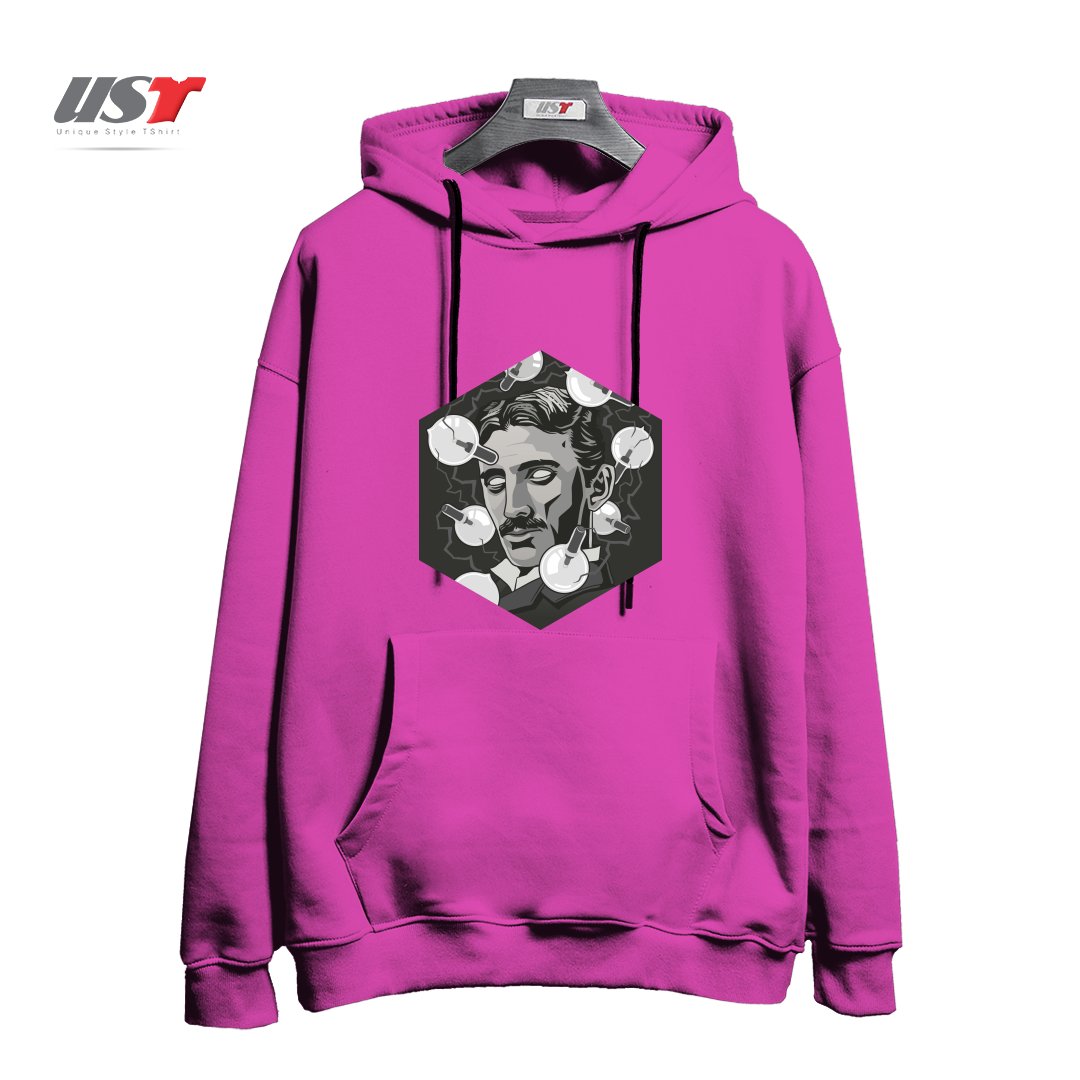 طرح TESLA هودی اورسایزرنگ صورتی