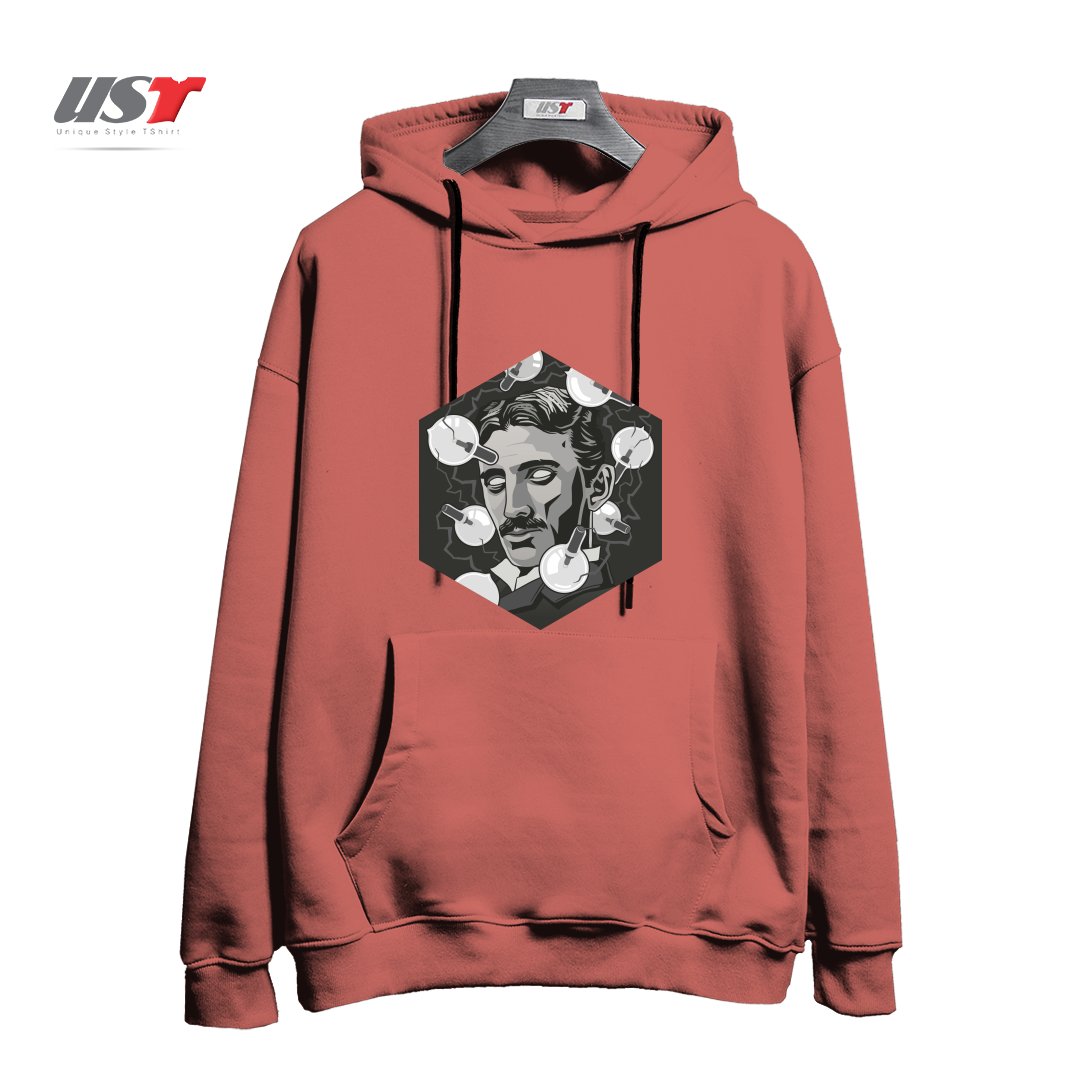 طرح TESLA هودی اورسایزرنگ آجری