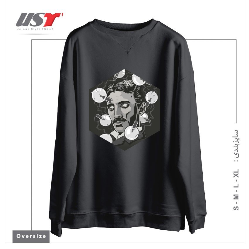 طرح TESLA سوییشرت اورسایزرنگ دودی