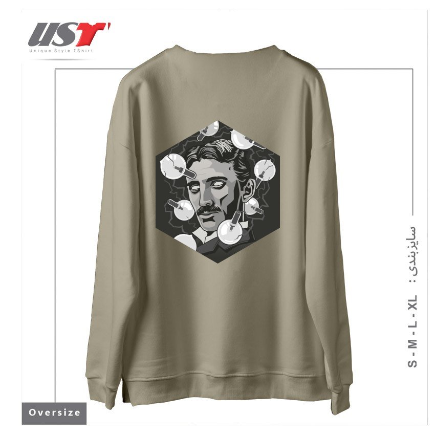 طرح TESLA سوییشرت اورسایزرنگ نخودی