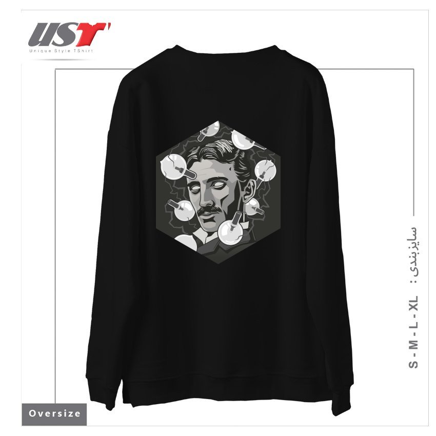 طرح TESLA سوییشرت اورسایزرنگ مشکی