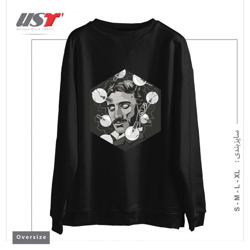 طرح TESLA سوییشرت اورسایزرنگ مشکی