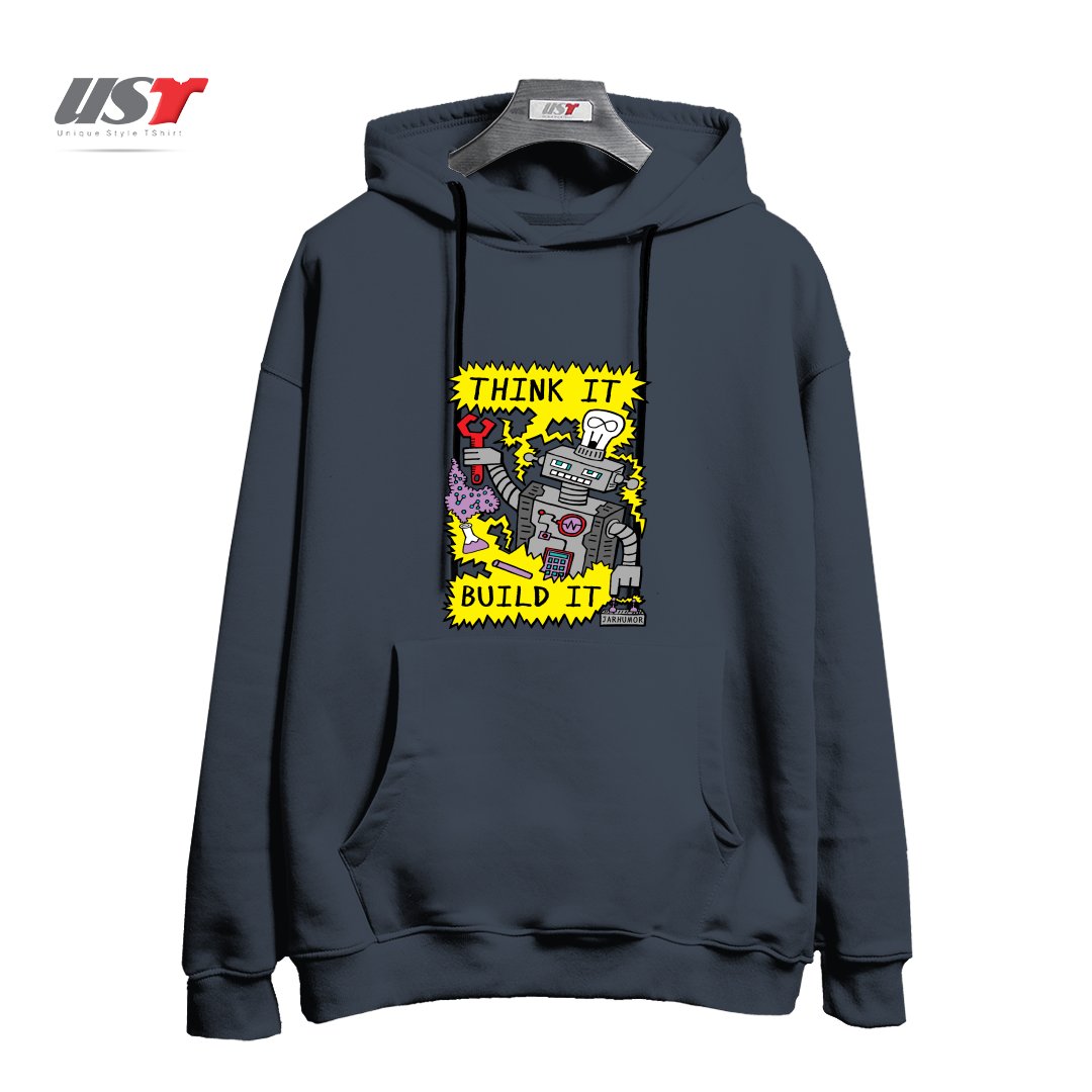 هودی اورسایز طرح THINK BUILD ROBOT