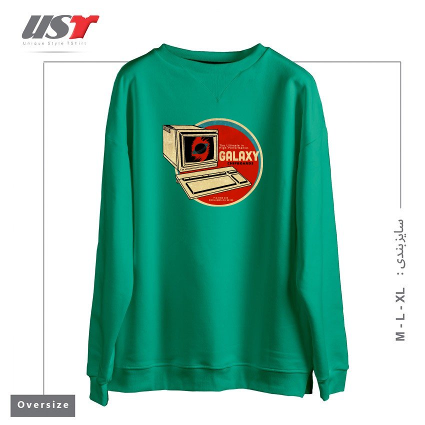 سوییشرت اورسایز طرح VINTAGE COMPUTER CHIPBOARD
