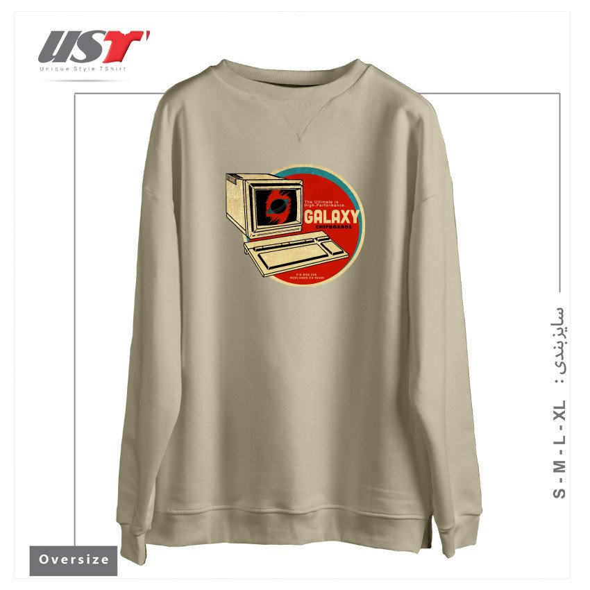 سوییشرت اورسایز طرح VINTAGE COMPUTER CHIPBOARD