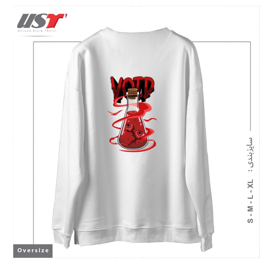 طرح VOID EYES سوییشرت اورسایزرنگ سفید